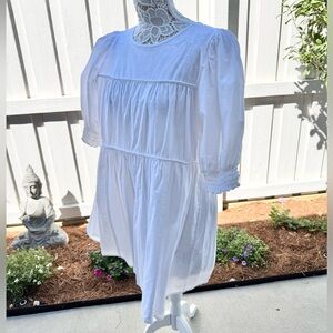 Babydoll White Cotton Summer Dress L